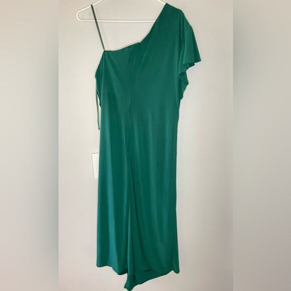 NWT New Mac Duggal One-Shoulder Asymmetric Cocktail Dress in Emerald Size 14 - Picture 4 of 12